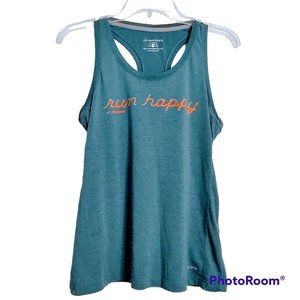 Brooks Women's Run Happy Blue Orange Racer Back Tank Top Size Small